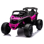 Can Am Maverick (rožinis) 4x4 (4x200W) minkšti ratai, odinė sėdynė, nuotolinio valdymo pultas, ličio jonų akumuliatorius