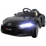 Laste elektriauto Audi R8 Sport (must) - pehmed rattad, nahkistmega