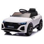Laste elektriauto Audi SQ8 (valge) - pehmed rattad, nahkiste, pult, liitiumioonaku