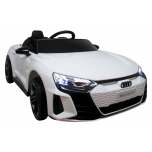 Laste elektriauto Audi RS E-Tron GT (Valge) - pehmete rataste ja nahkistmega