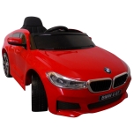 Sähköauto BMW 6GT (punainen) - pehmeillä renkailla ja nahkaistuimella
