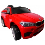 Sähköauto BMW X6M (Punainen) - pehmeillä pyörillä ja nahkaistuimella