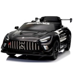 Laste elektriauto Mercedes GT3 Evo (must) - pehmed rattad, nahkiste, pult, liitiumioonaku