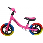 Skriešanas velosipēds R6 12" (rozā - ar krāsainiem riteņiem)