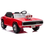 Laste elektriauto Dodge Charger R/T (punane) - pehmete rataste ja nahkistmega