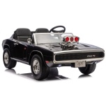 Laste elektriauto Dodge Charger R/T (must) - pehmete rataste ja nahkistmega