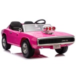 Laste elektriauto Dodge Charger R/T (Roosa) - pehmete rataste ja nahkistmega
