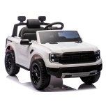 Vaikiškas elektrinis automobilis „Ford Ranger Raptor“ (baltas) – su minkštais ratais ir odine sėdyne