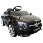 Elektromobilis Mercedes GLA45 (juodas) - odinė sėdynė, minkšti ratai