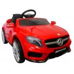 Elektromobilis Mercedes GLA45 (Raudona) - odinė sėdynė, minkšti ratai