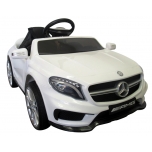 Elektromobilis Mercedes GLA45 (baltas) - odinė sėdynė, minkšti ratai