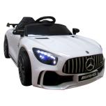 Sähköauto Mercedes GTR-S (valkoinen) - nahka, pehmeät pyörät