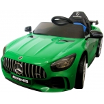 Laste elektriauto Mercedes GTR (roheline) - nahkiste,pehmed rattad