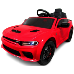 Детский электромобиль Dodge SRT (красный) - с мягкими колесами и кожаным сиденьем