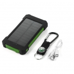 Battery bank 8000 mAh with solar panel and LED flashlight (green)