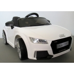 Laste elektriauto Audi TT RS (Valge) - pehmete rataste ja nahkistmega